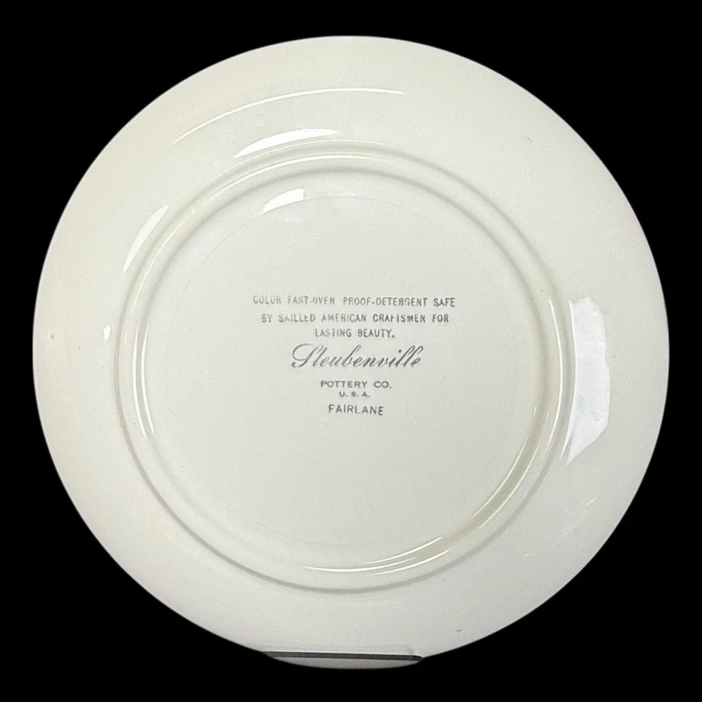 Steubenville‎ Pottery Fairlane Dinner Plates Pink Blue Flower USA Set Of 3